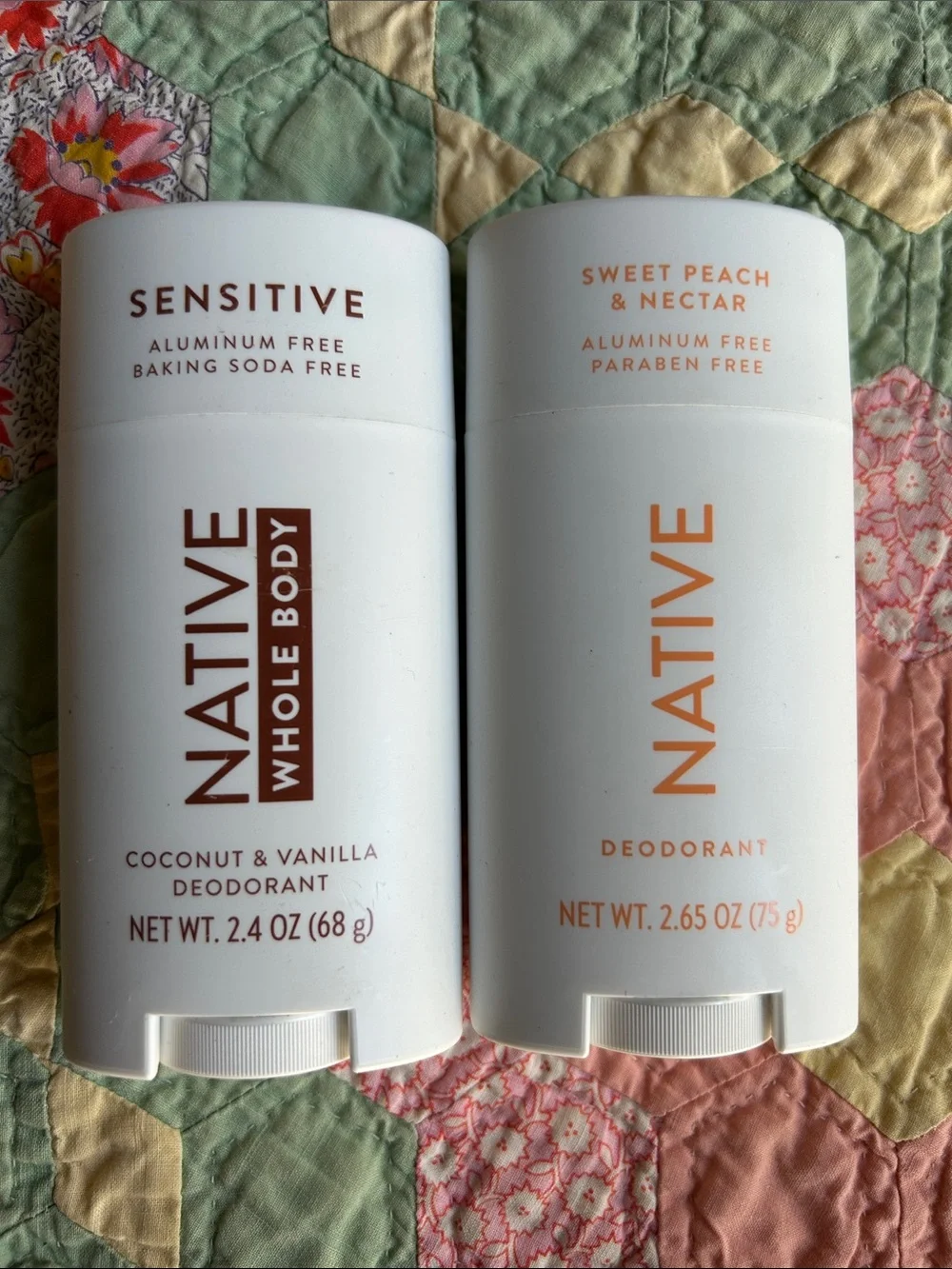 Native Deodorant 2 pack sensitive and sweet peach and nectar